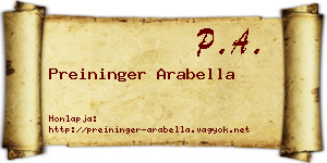Preininger Arabella névjegykártya